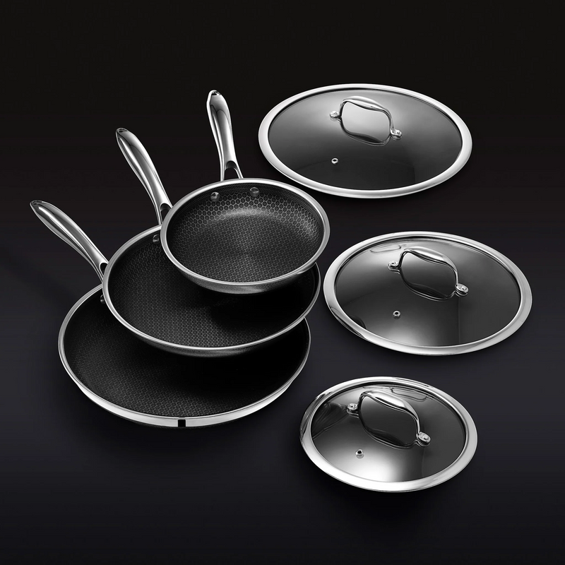 Hybrid Fry Pan Set with Lids, 6pc D0