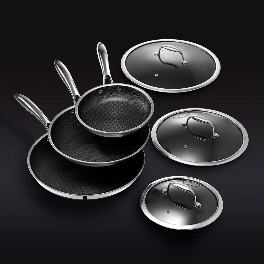 Hybrid Fry Pan Set with Lids, 6pc D0